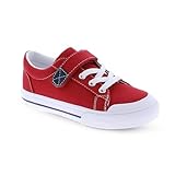 FOOTMATES Jordan Strap Canvas Flats Boys and Girls Shoes - Tennis Sneakers w/ Wide Toe Box, Custom-Fit Insoles, Vulcanized Outsoles, Red - Y2.0 Little Kid (4-8 years)