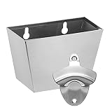 HAIICEN Stainless Steel Beer Bottle Opener Wall Mounted Beer Opener with Cap Catcher Brushed Silver