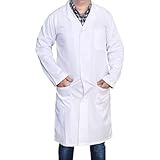 DR Uniforms By DR Instruments DR201-L Unisex Lab Coat, 60% Cotton, 40% Polyester, Sanforized to Prevent Shrinking, White, Size L