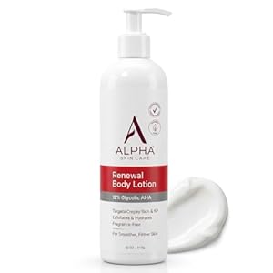 Alpha Skin Care Revitalizing Body Lotion, 12% Glycolic AHA, Daily Moisturizer, Hydrates & Exfoliates, Anti-Aging, 12 Oz