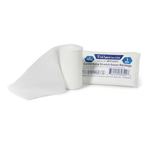 MED PRIDE 2 in Conforming Stretch Gauze Bandage Sterile Latex-Free Non-Adherent First Aid Wound Care Rolls (2x147.6 Inch)