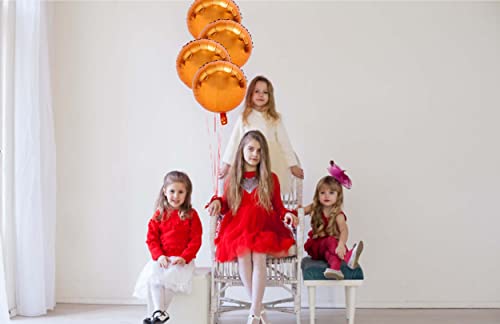 Image of 10 Pcs Round-Shaped Balloons 18 Inch Orange Foil Balloon Mylar Balloon Happy Birthday Balloons