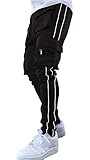 PAODIKUAI Men's Cargo Pants Hiphop Punk Jogger Rock Street Harem Pants Sweatpants with Pockets(A-807-black-S)