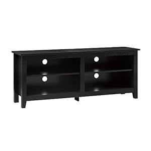 Walker Edison Wren Classic TV Console Entertainment Media Stand with Storage for Televisions up to 65 Inches, 58 Inch, Black
