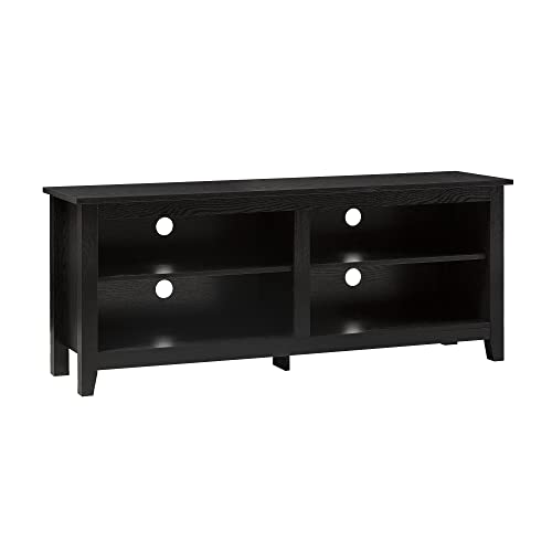 Walker Edison Wren Classic TV Console Entertainment Media Stand with Storage for Televisions up to 65 Inches, 58 Inch, Black