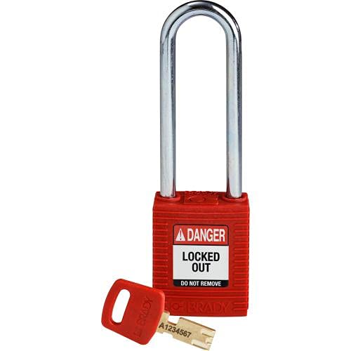 Brady NYL-RED-76ST-KD, 150357 Nylon Lockout Padlock, Red (Pack of 10 pcs)
