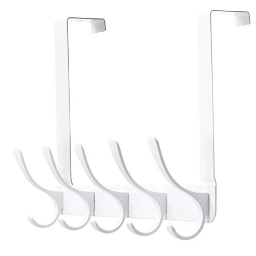 Dseap Over The Door Hook Hanger, Heavy Duty Over The Door Towel Rack Coat Rack for Clothes Hat Towel, White