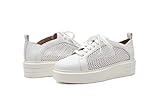 Linea Paolo Kosta - Womens Lace-Up Platform Fashion Sneakers White Tumbled Leather/Mesh Stretch...