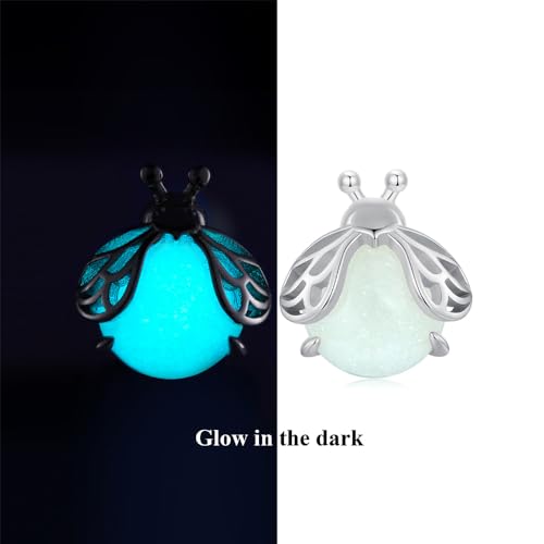 Cute Firefly Luminous Stone Earrings for Women 925 Sterling Silver Hypoallergenic Green Tiny Insect Animal Bird Stud Cartilage Piercing Glow in the Dark Earring Dainty Birthday Christmas Jewelry Gifts for Pet-lover4
