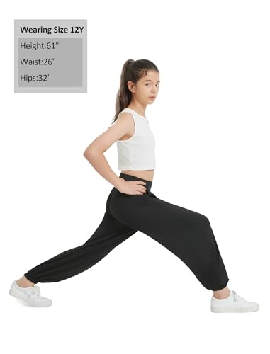 Image of EXARUS 3 Pack Girls Wide Leg Pants Baggy /Tapered Loose Casual Summer | Teen Flowy Tween Beach School Vacation Trousers Youth Junior Preteen Bottoms Lightweight Soft Kids 6-14Y