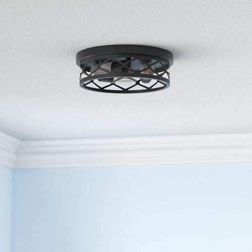Image of SKEJAO, 2 Pack Flush Mount Ceiling Light Fixture, Black, for Hallway, Kitchen, Farmhouse, Bedroom (13 x 13 x 3.93 inches, 2400 lumens, Dimmable, 2 Count)