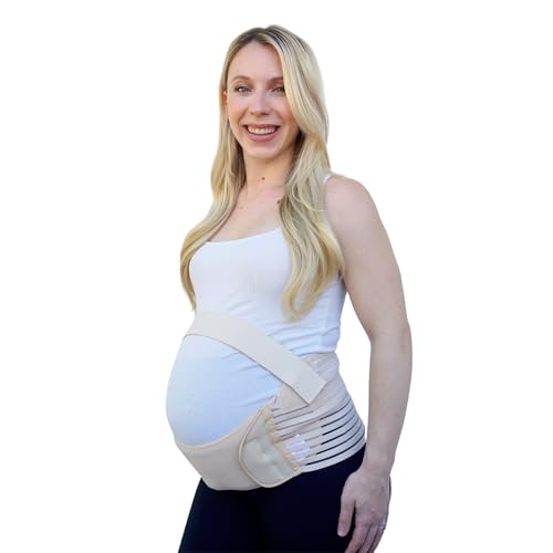 Image of Loving Comfort - Maternity Belt, Adjustable Belly Band Pregnancy Support for Abdomen, Back, Hips, and Pelvis, Provides Comfort and Relief Throughout Pregnancy, Pregnancy Must Haves, Beige, Large