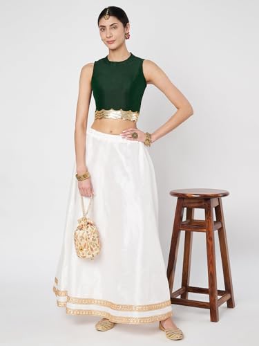 Image of studio rasa Women's Dupion Sequin Embellished Crop Top for Wedding Festive