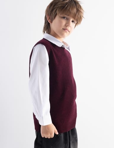 Boys and Girls 100% Merino Wool Sweater Vest Crewneck Sleeveless 2025 Fall Winter Cable Top Knitted Pullover Vest4