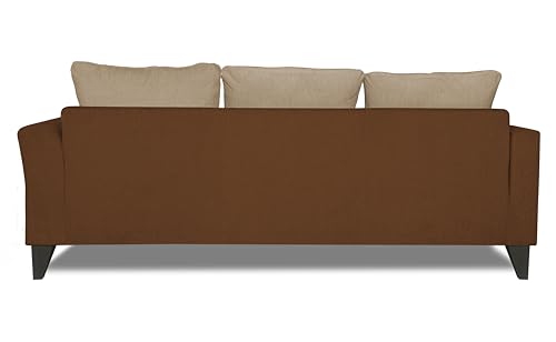 Image of Adorn India Maddox Tufted L Shape 4 Seater Sofa Set LHS (Brown & Beige) (3 Year Warranty)