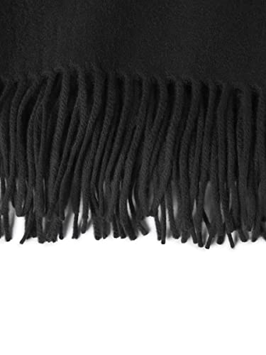 State Cashmere Throw Blanket With Decorative Fringe - Ultra Soft Accent Blanket For Couch, Sofa & Bed Made With 100% Inner Mongolian Cashmere - Crafted Home Accessories - (Black, 60"X50") #TOP2