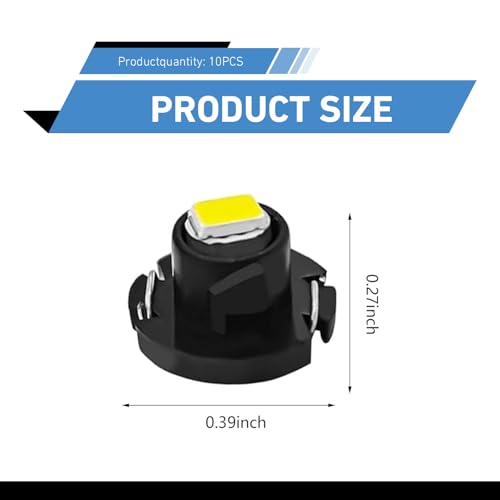 Image of 10PCS T4.2 LED Bulb Car Interior Lights, T4 Bulbs Dash Light, 10mm Base 3030 SMD Chip Neo Wedge LED Instrument Cluster Bulb, Super Bright Climate Control Switch Indication Bulbs (White)
