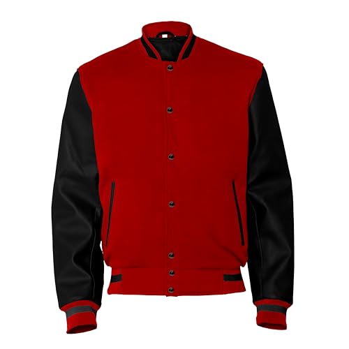 Image of Baseball Wool Letterman Varsity Faux Leather Sleeve For Men | Wool Varsity Bomber Jacket