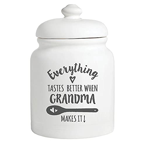 Personalized Planet Everything Tastes Better When Blank Makes It Ceramic Cookie Jar with Custom Name Printed on Ivory Chip Resistant Stoneware Container with Airtight Lid, 6.5x10.5