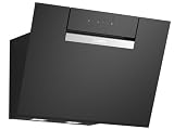 Bosch DWJ67FN60, cappa aspirante, serie 4, larghezza 60 cm, prodotto in Germania, motore silenzioso ed efficiente, controllo sul piano cottura, vetro trasparente nero
