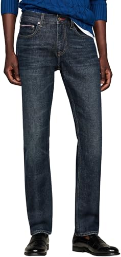 Tommy Hilfiger Uomo Jeans Denton Crest Straight Fit, Blu (Crest...