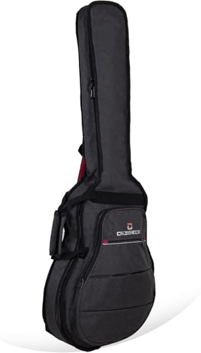 Crossrock Borsa imbottita per chitarra acustica jumbo | Spallacci zaino, imbottitura 10 mm, tasche frontali – Borsa leggera per prove e trasporti quotidiani