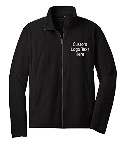 INK STITCH Men Custom Design Your Own Stitching Super Soft Light Weight Fleece Jackets (Black, L)