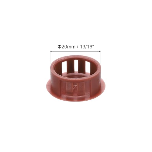 Image of MECCANIXITY 64PCS 20mm(13 /16 inch) Red Brown Plastic Hole Plugs, Flush Type Panel Hole Plugs Insert End Caps for Locking Hole Tubes Furniture Cabinet