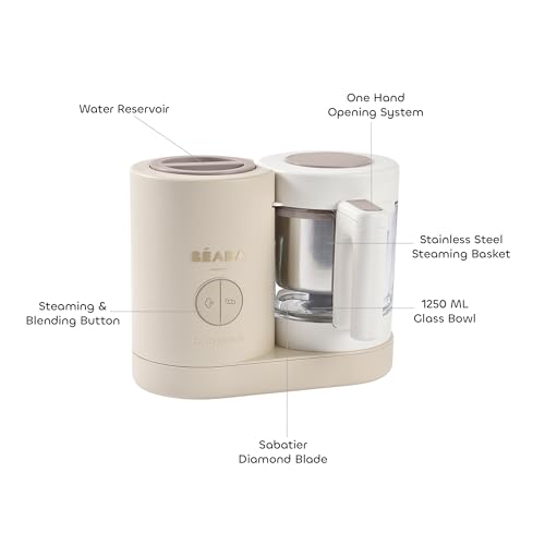 Image of Beaba Babycook Neo 6-in-1 Baby Food Processor, Blender, Steamer, Cooker & Sterilizer, Portable Baby Food Maker and Warmer (Clay)