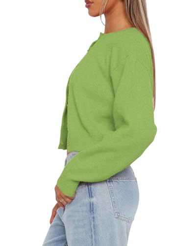 Image of Balimtoy Womens Cropped Cardigan Long Sleeve Button Up Sweaters