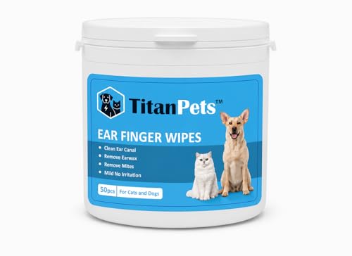 Image of Pet Ear Cleaner Finger Wipes for Dogs & Cats Gentle Ear Cleaning Wipes, Non-Woven Pets Ear Cleaning Finger Wipes | Removes Earwax, Dirt & Mites, Safe & Non-Irritating (50-Pcs)
