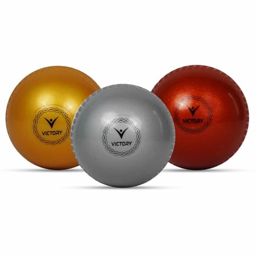 Image of Victory T-20 Synthetic Cricket Ball Match Practice Training | Practice Cricket Ball | Wind Balls | Swing Ball | Indoor & Outdoor Street & Beach Cricket (Metallic)