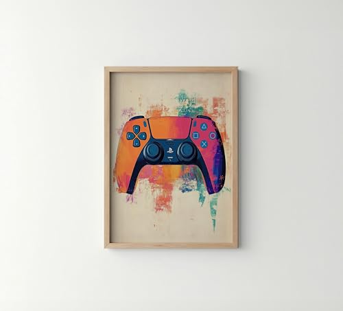 Game Controller Wood Framed Pop Art Print Poster, Vintage Retro Wall Art Decor Paintings Classic Artwork for Bedroom Living Room Decorations. Gallery 14B (Game Controller, 10"L x 8"W Wood Frame)