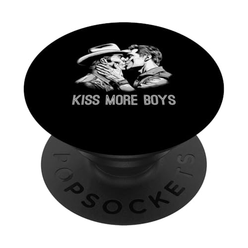 Kiss More Boys Gay Cowboys Kissing Gay Pride Lgbt Adult PopSockets Adhesive PopGrip