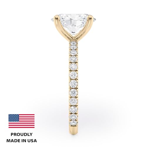 2 to 6 Carat Oval Moissanite Engagement Ring - 1/4 Carat Round Natural Diamond - 14K Gold (G-H/VS, G-H/SI, cttw, DEW) Wedding Promise Ring for Women Size 4 to 11 Made in USA3