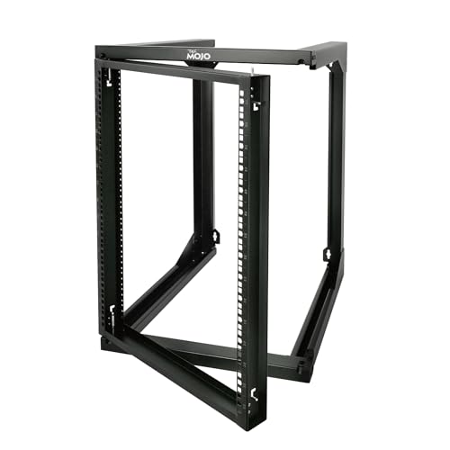Tecmojo 15U Wall Mount Server Rack Open Frame Network Rack for 19 Computer/AV/Data/IT/Media Equipment 24 Depth 16 Apart Mounting Holes Swing Gate Square and Tapped Holes