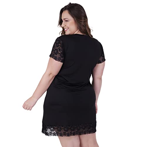 Camisola amamentação só abaixar Transpassada Chique renda senhora adulto linha noite (M (42/44))