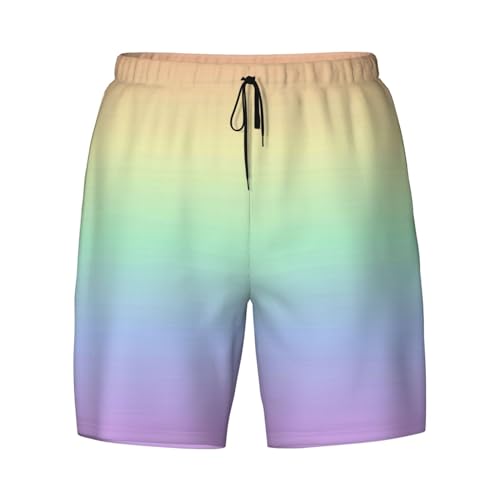 Pastel Rainbow Gradient Men's Swim Shorts Soft Breathable Swim Trunks Elastic Swim Brief Board Shorts4