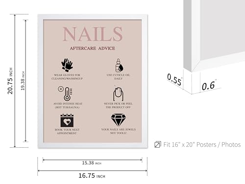 Image of Poster Master Nails Aftercare Advice Print - Fashion Poster - Manicure Art - Trendy Gift for Men, Women & Fashionista - Chic Decor for Salon, Spa or Nail Bar - 16x20 White Framed