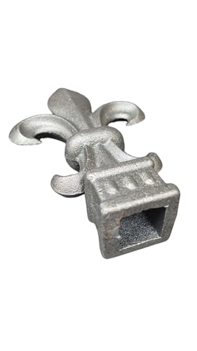 Image of Cast Iron Fence Finials, Multiple Decorative Styles & Sizes, 1 /2 inch to 1 inch Inch Square and Round Spears, Fleur de Lis Design (3 /4 inch Fleur De Lis SQ, 10)