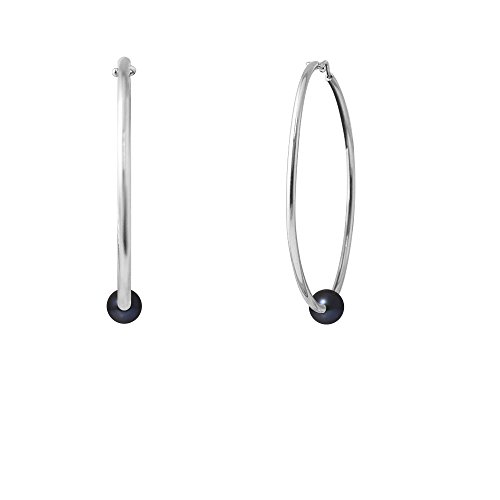 PEARLS & COLORS - Boucles d'Oreilles Véritables Perles de Culture d'Eau Douce Rondes 10-11 mm - Qualité AAA+ - Argent Massif 925 Millièmes - Système Poussette Confort - Bijou Femme