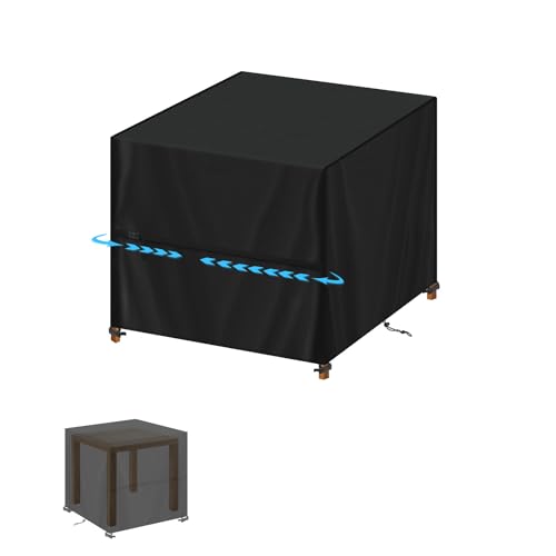 SIMPHAUS Housse Table Basse de Jardin Bache Protection Table 80x80x80cm de Protection Exterieur Housses Salon de Jardin Exterieur Housse Brasero Carré 420D...