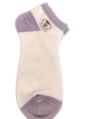 Image of Women's Ankle Socks with Cute Patterns, Combed Cotton, 10 Pairs