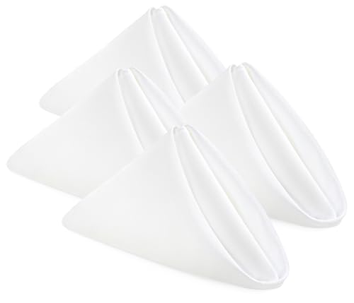 KICHLY Cloth Napkins [24 Pack, White] 43x43cm, 100% Polyester Dinner Napkins with Hemmed Edges, Washable, Best for Parties, Weddings and Dinners