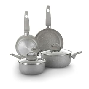 KASANOVA Set pentole per piani cottura tradizionali, set di pentole antiaderente, Batteria di Pentole con coperchi, cottura salutare, rapida e uniforme (6 pezzi)