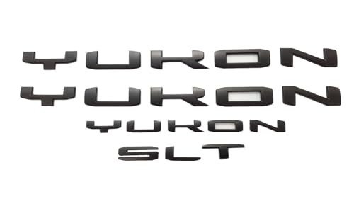 Image of 4Pcs Kit Yukon SLT Letters Emblem 3D Door Rear Nameplate Badge Decal Sticker Yukon XL Replacement for 2021-2023 Yukon SLT (Matte Black)
