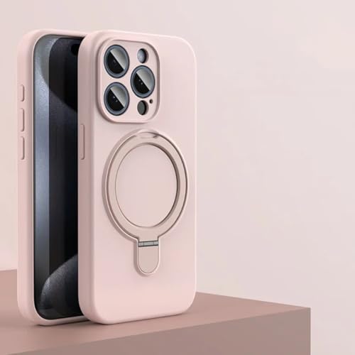 Coque silicone rose iPhone 14 Plus support vidéo de table et chargeur Qi