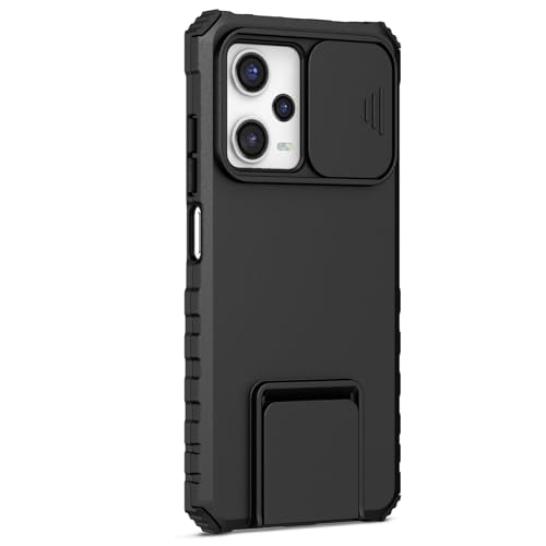 Image of Back Cover Case for Redmi Note 12 Pro 5G | Sliding Camera Shield | Stereoscopic Stand | 360 Protection Mobile Phone Case Cover for Redmi Note 12 Pro 5+G | PC, Black Back Cover