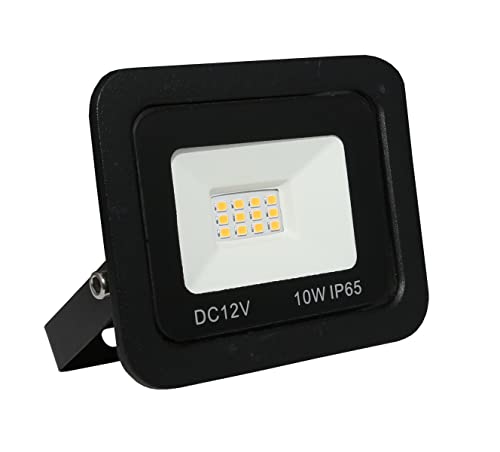LOWENERGIE LED Floodlight 12V DC Outdoor Lighting Garden Security Flood Light (Warm White 3000K, 10W)