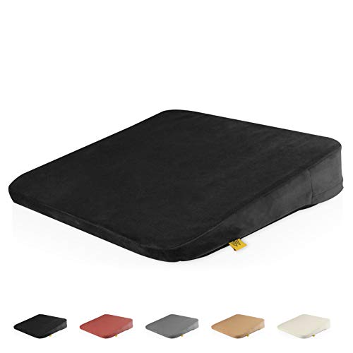 Mister Mountain® Premium con dureza óptima 38x38x7 / 2cm - cojín de Asiento con función Antideslizante para Silla, Oficina y automóvil - cojín de cuña de Asiento para una Mejor Postura (Negro)